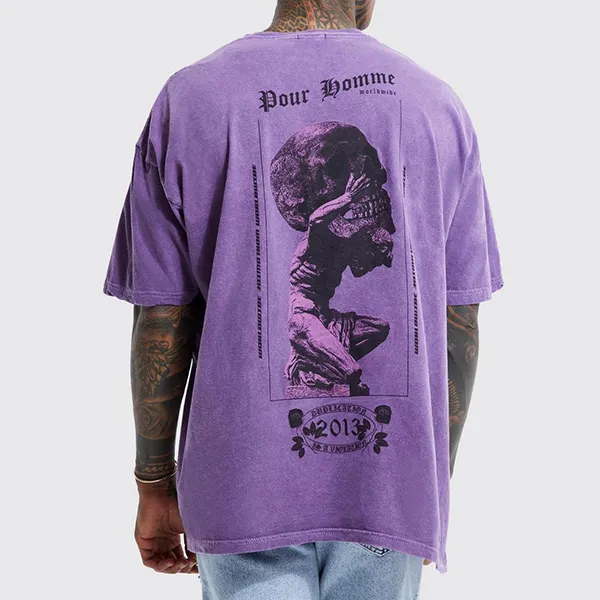 Unisex Oversized Street Print Casual T-shirt Purple Only $18.99 - Cotosen.com 