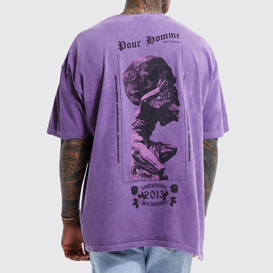

Camiseta Casual Unissex Grande Com Estampa De Rua Roxa
