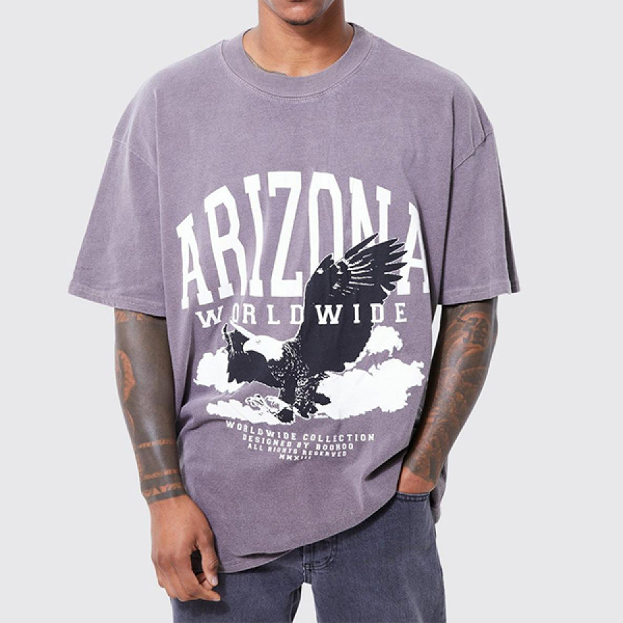 

Camiseta Casual Unissex Superdimensionada Com Estampa Street Eagle Roxo Escuro