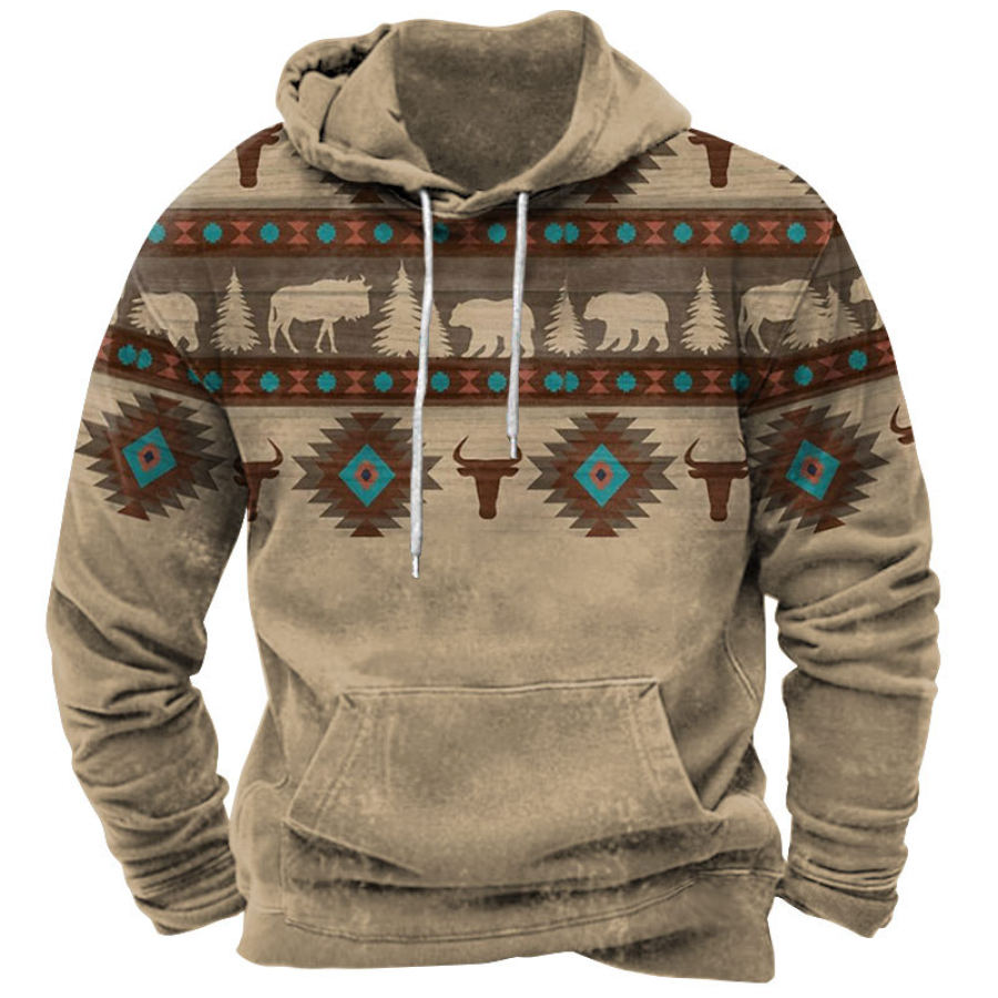 

Men's Hoodie Vintage Western Ethnic Graphic Print Pocket Everyday Casual