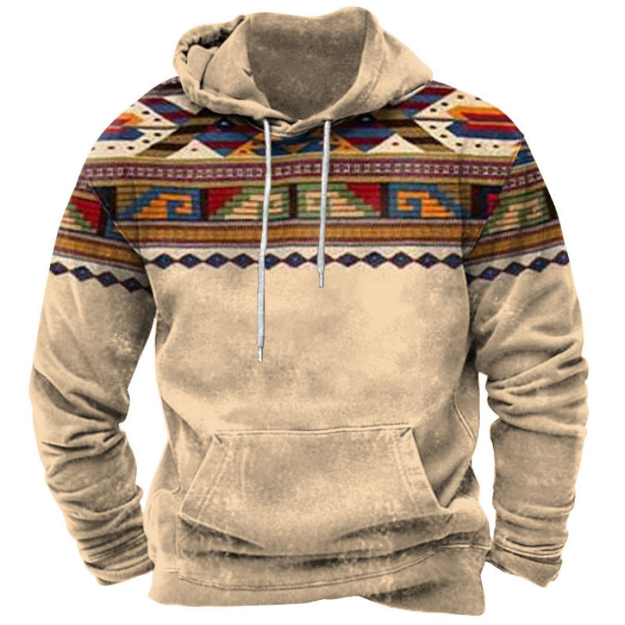 

Sudadera Con Capucha Para Hombre Estampado Gráfico Retro Colorblock Bolsillo étnico Occidental Diario Casual