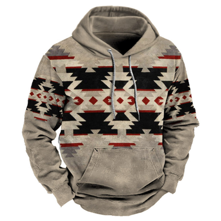 

Sudadera Con Capucha Para Hombre Retro Patrón étnico Estampado Bolsillo Diario Casual