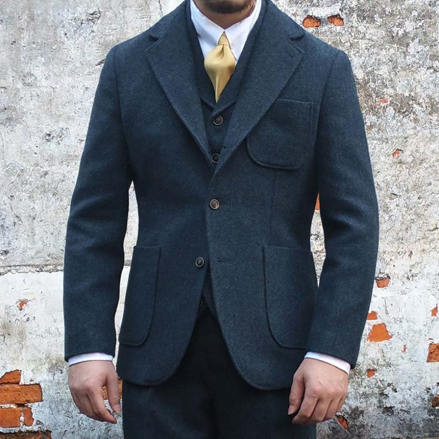 

Blazer Da Uomo In Tweed A Spina Di Pesce