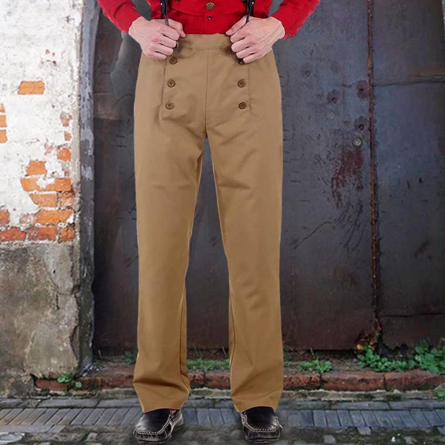 

Men's Suspenders 1920s 12oz Plaid Farmer Work Trousers Pants
