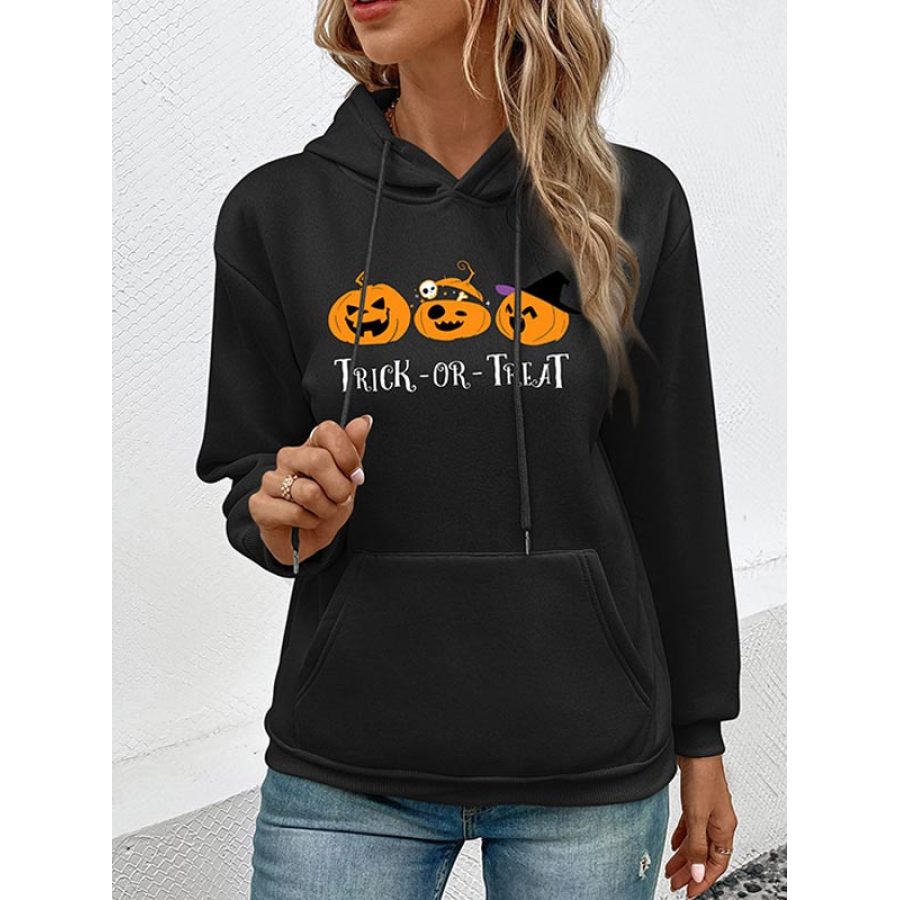 

Felpa Con Cappuccio Casual Grafica Zucca Di Halloween