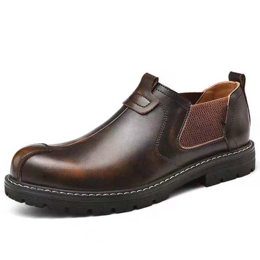

Sapatos Masculinos De Cano Baixo De Couro Botas Martin De Couro Macio Botas Retrô De Trabalho Botas Casuais De Couro