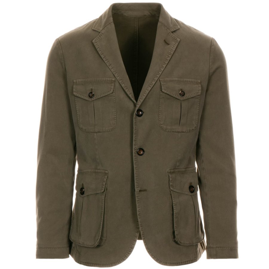 

Men's Vintage Workwear Jacket Multi Pocket Outdoor Casual Slim Fit Jacket Khaki