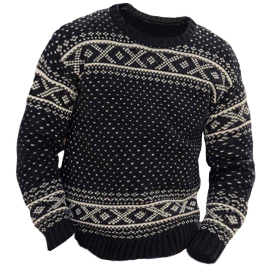 

Мужской вязаный свитер в этническом стиле норвежский пуловер