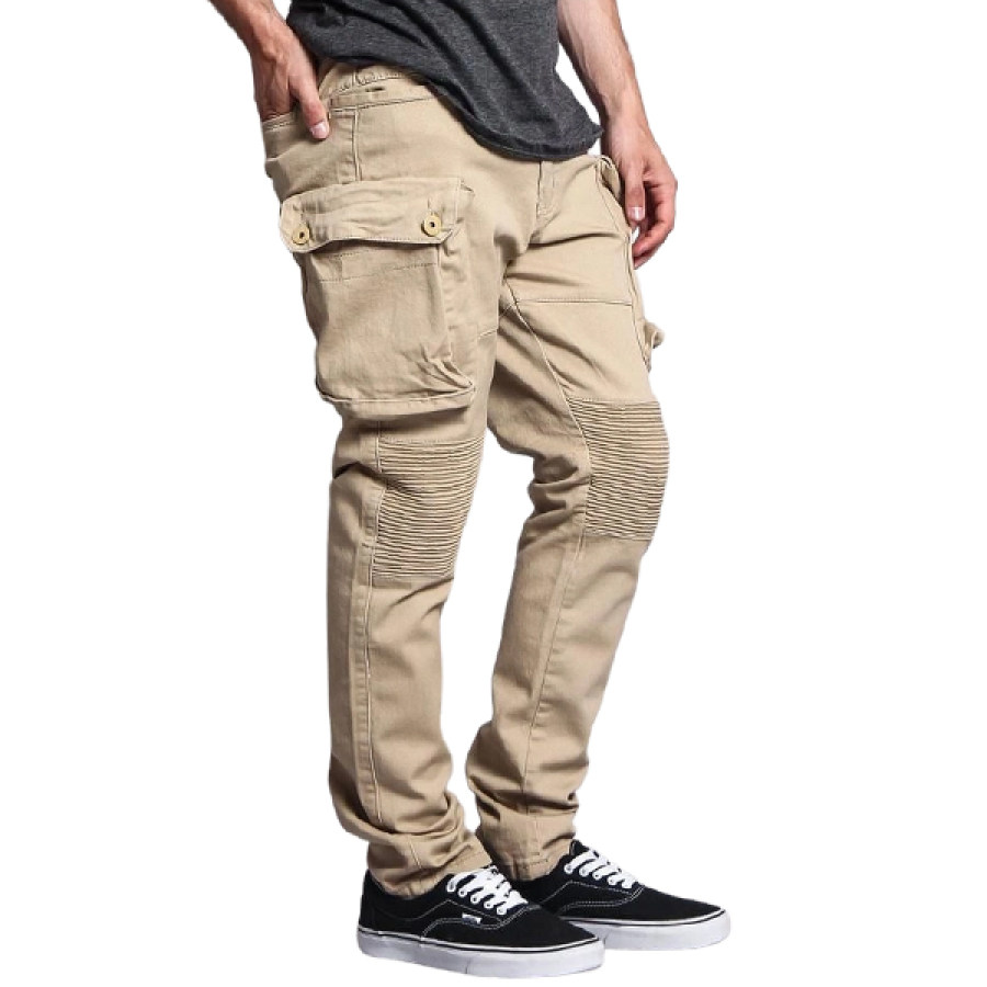 

Calça Cargo Masculina Para Atividades Ao Ar Livre Com Vários Bolsos Calça Casual Para Motocicleta Calça Cáqui Tática