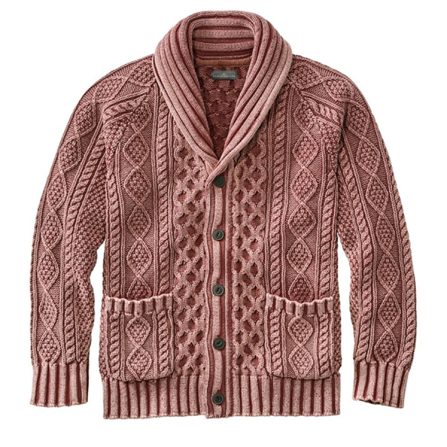 

Cardigan Da Uomo Con Collo A Scialle Rosa Cardigan Maglione Caldo Qutdoor In Cotone Color Block Vintage Lavato