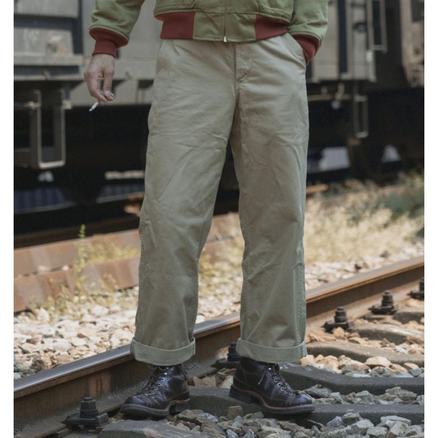 

US Army 1942 Model Khaki Chino Trousers Classic Vintage Military Pants Loose Straight Casual Pant