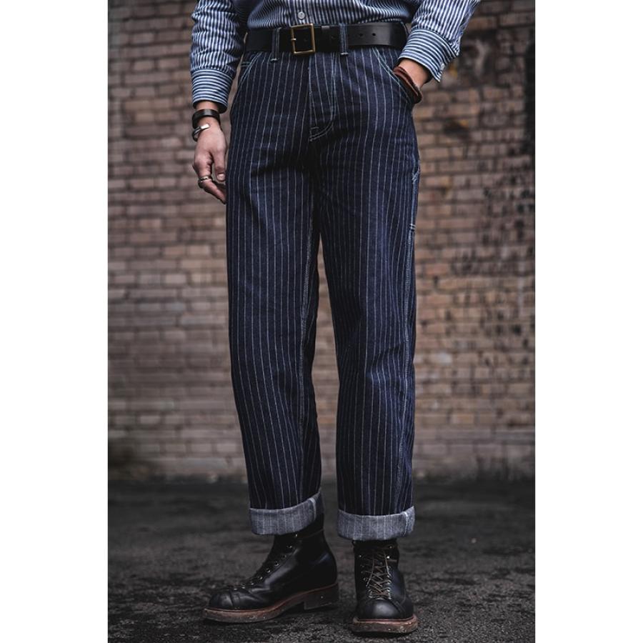 

Vintage 90s Hommes Jeans For Men Striped Denim Jeans Amekaji Suspenders American Overalls Pants