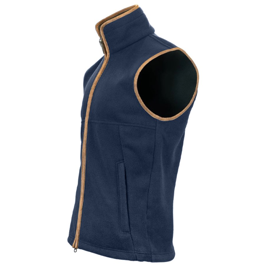 

Men's Western Fleece Full Zip Vest Jacket Navy Blue