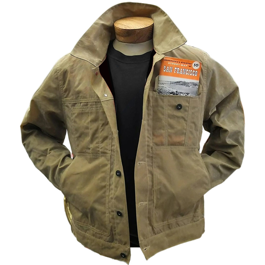

Jaqueta Masculina Vintage Multifuncional Com Bolso Para Trabalho Leve