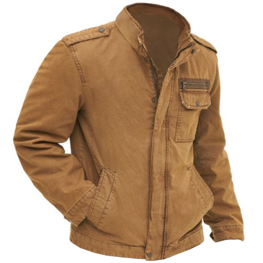

Men's Outdoor Vintage Zip Pocket Workwear Lightweight Jacket