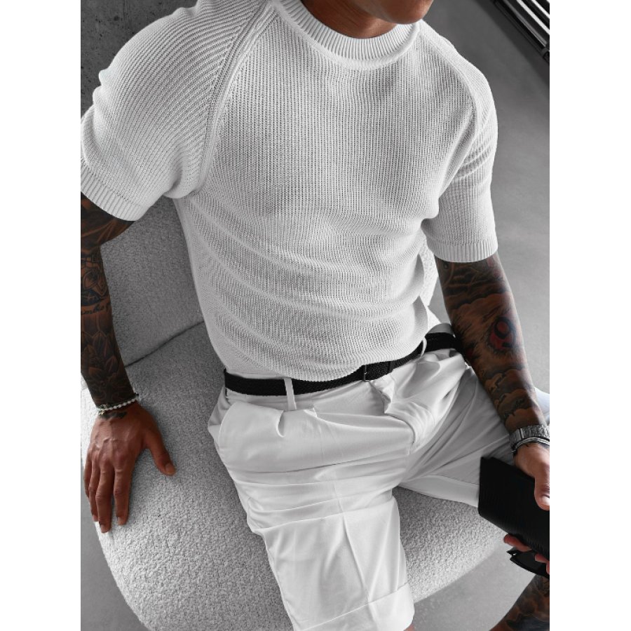

Men's White Slim Knit Basic Base Layer T-Shirt
