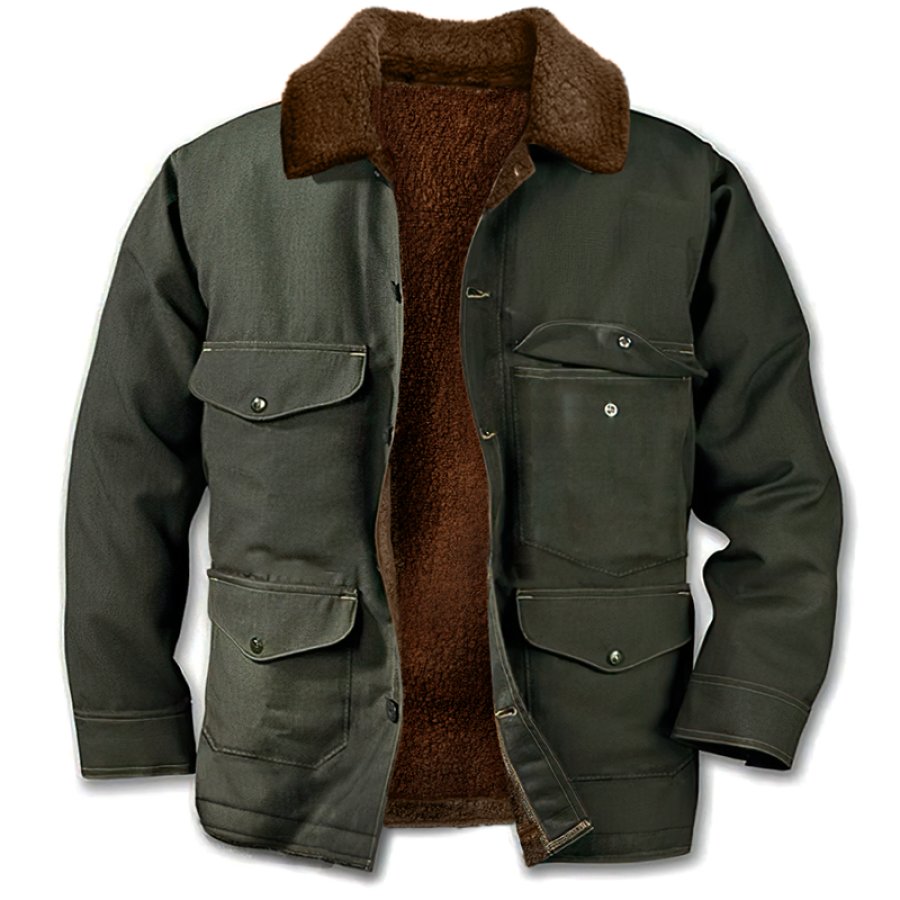 

Chaqueta Térmica De Forro Polar Vintage Para Hombre Con Varios Bolsillos