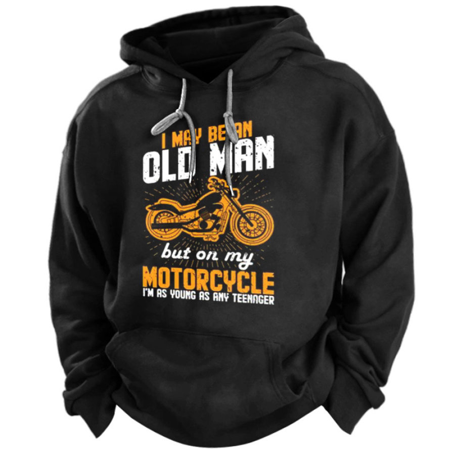 

Sudadera Con Capucha Para Hombre Vintage OLD MAN Estampado De Motocicleta Bolsillo Gráfico Comodidad