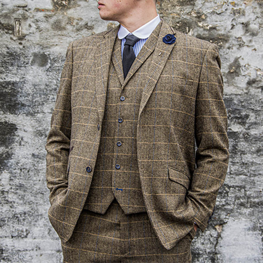 

Giacca Da Uomo Blazer Anni '20 Giacca A Quadri Vintage Color Kaki