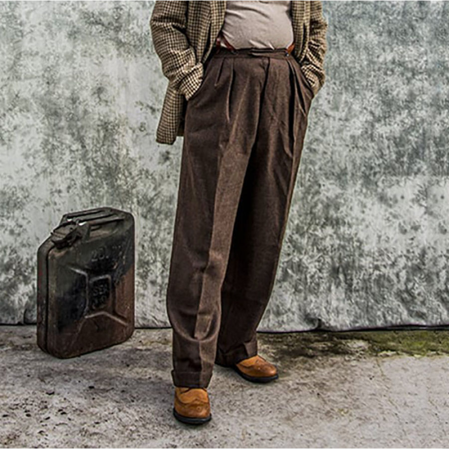 

Pantalon De Travail à Bretelles Pour Hommes 1942 Crosshatch Marron Foncé Avec Encoche Dans Le Dos