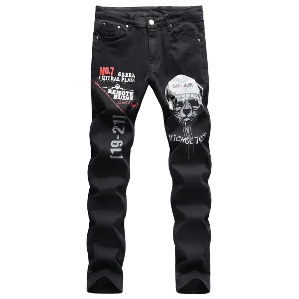 Men's Vintage Punk Print Jeans - Honeylop.chimpone.com 