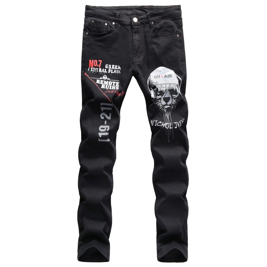 Men's Vintage Punk Print Jeans
