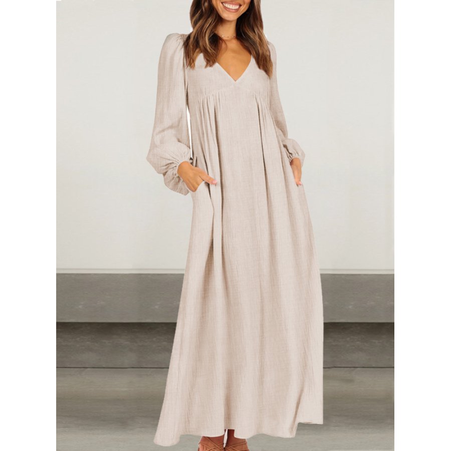 

Robe Trapèze Ample En Coton Et Lin Pour Femmes Col En V