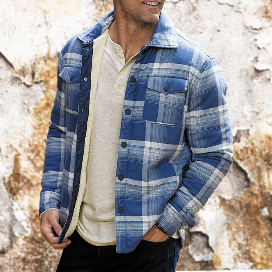 

Giacca Da Uomo In Pile Con Motivo Vintage A Quadri Giacca Da Camicia Casual Per Autunno E Inverno