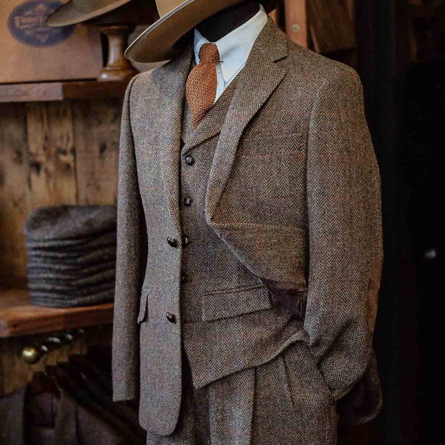 

Blazer Para Hombre Check Edison Harris Tweed Chaqueta Marrón