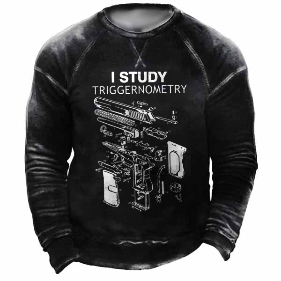 

Moletom Masculino I Study Triggernometry Schematics Vintage Manga Comprida Tops Diários Preto