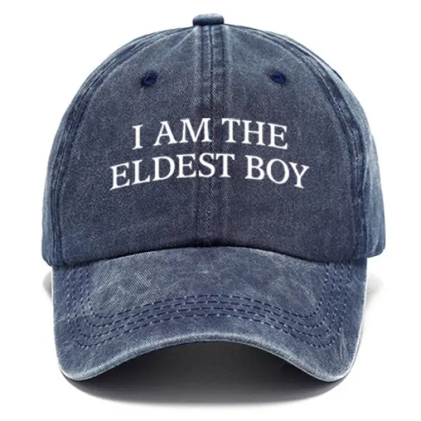 I Am The Eldest Boy Washed Cotton Sun Hat Vintage Outdoor Casual Cap Navy Blue - Cotosen.com