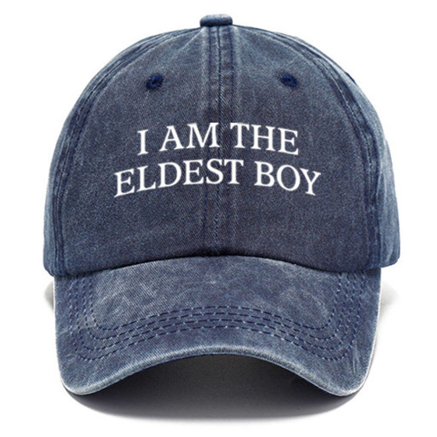 

Я - старший мальчик стираная хлопковая шляпа от солнца винтажная уличная повседневная кепка темно-синяя
