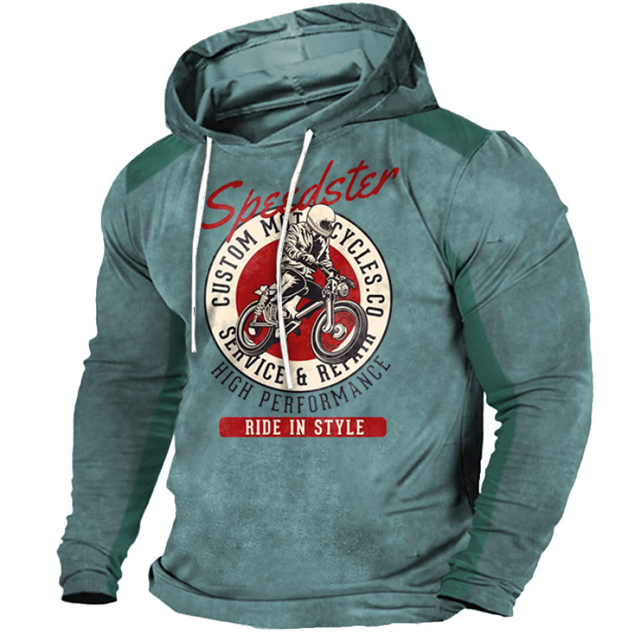 

Sweat à Capuche Pour Hommes Vintage Moto Manches Longues Quotidien Hauts Bleu Sarcelle