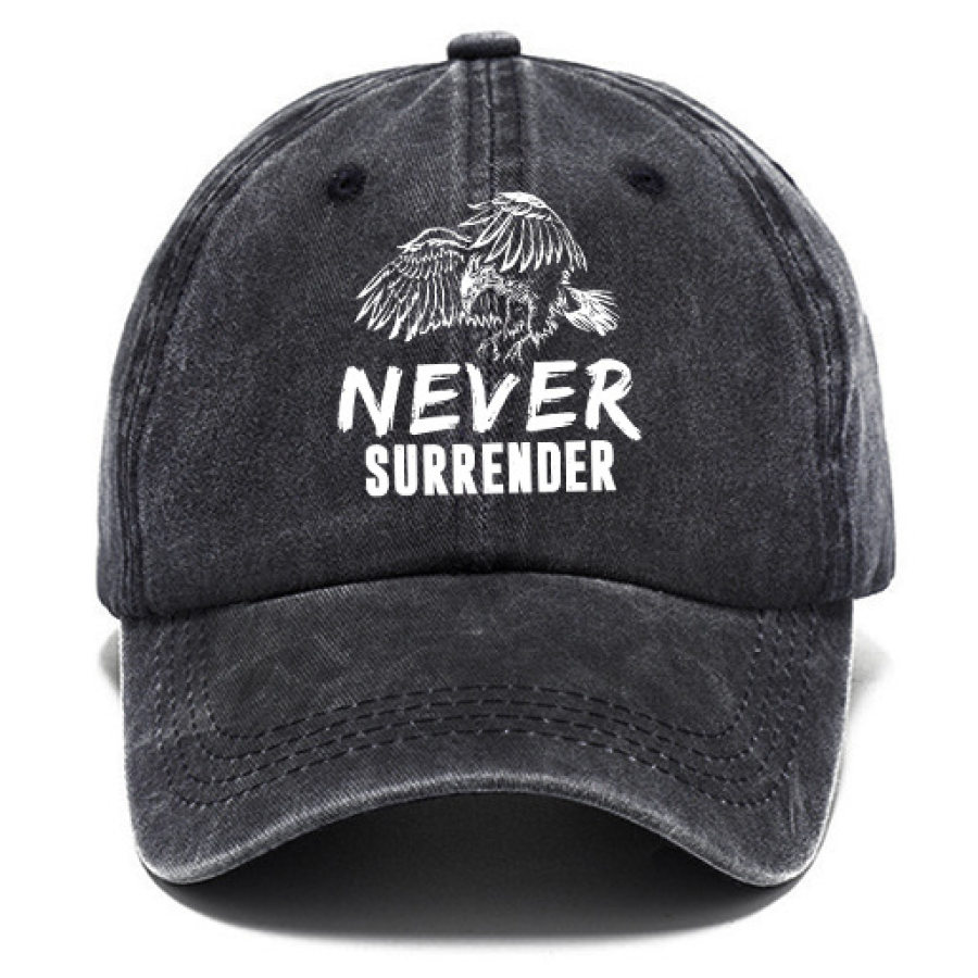 

Never Surrender Eagle Washed Cotton Sun Hat Vintage Outdoor Casual Cap Black