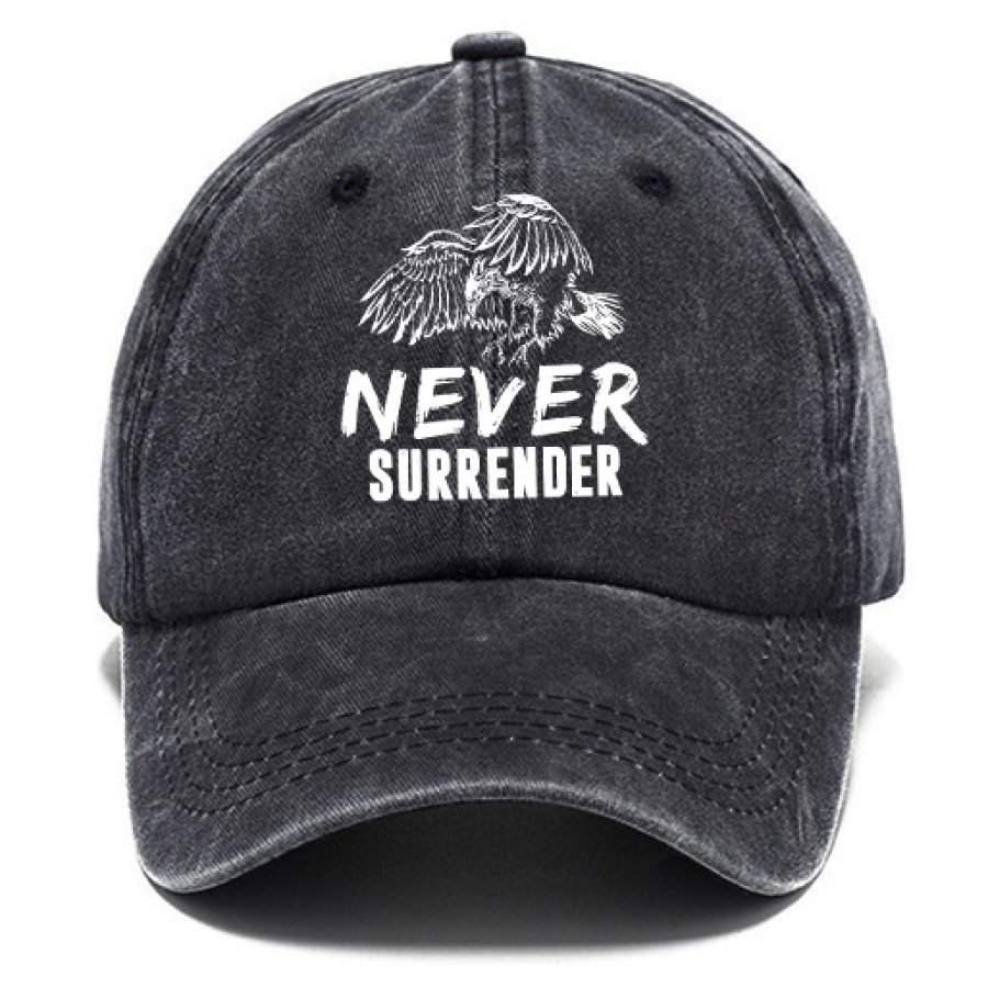 

Never Surrender Eagle Sonnenhut Aus Gewaschener Baumwolle Vintage-Outdoor-Freizeitkappe Schwarz