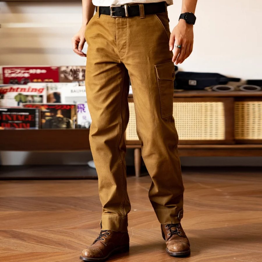 

Pantaloni Casual Cargo Da Uomo Pantaloni A Gamba Dritta Retrò Stile Americano