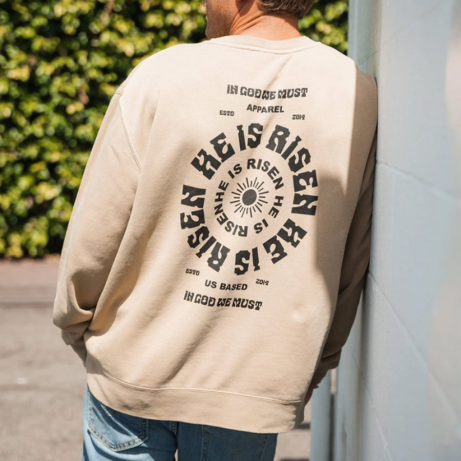 

Sweat-shirt Pour Hommes HE IS RISEN Imprimé Col Rond Décontracté