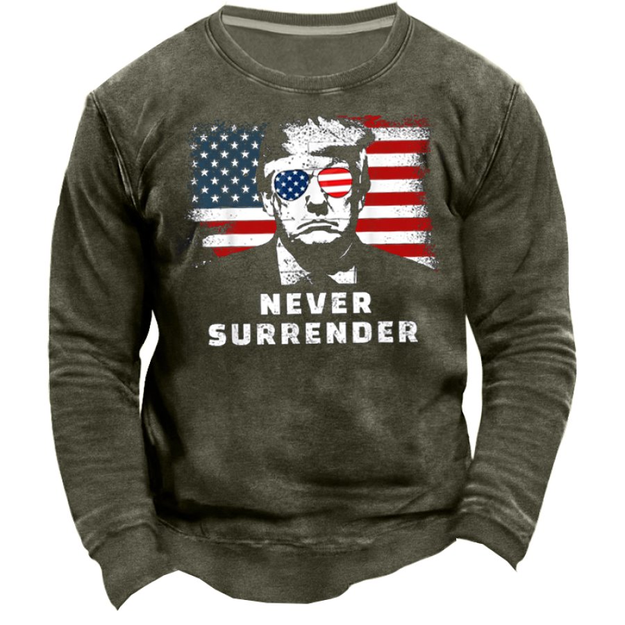 

Moletom Masculino Never Surrender Com Estampa Confortável E Gola Redonda