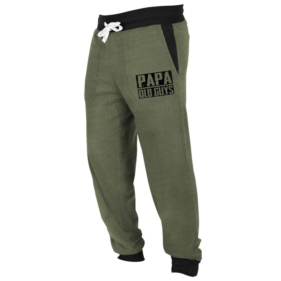 

Pantaloni Sportivi Da Uomo Vintage Papa Old Guys Pantaloni Sportivi Casual In Colore A Contrasto Verde Militare