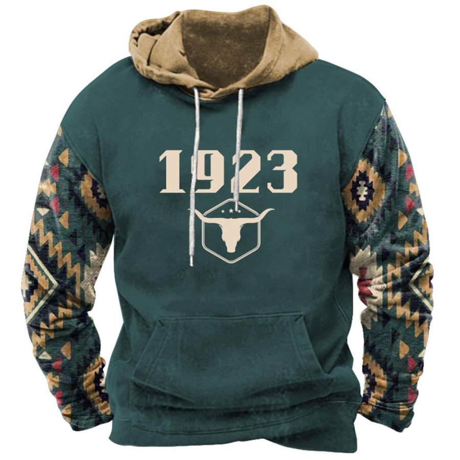 

Sweat à Capuche Pour Homme Vintage 1923 Yellowstone Ethnique Aztèque Poche Manches Longues Grande Taille Colorblock Quotidien Hauts Vert