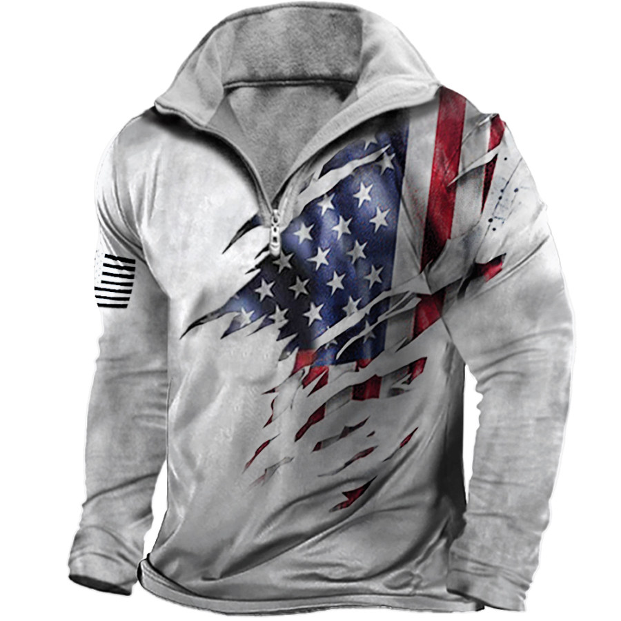 

Men's Vintage American Flag Claw Lapel Sweatshirt