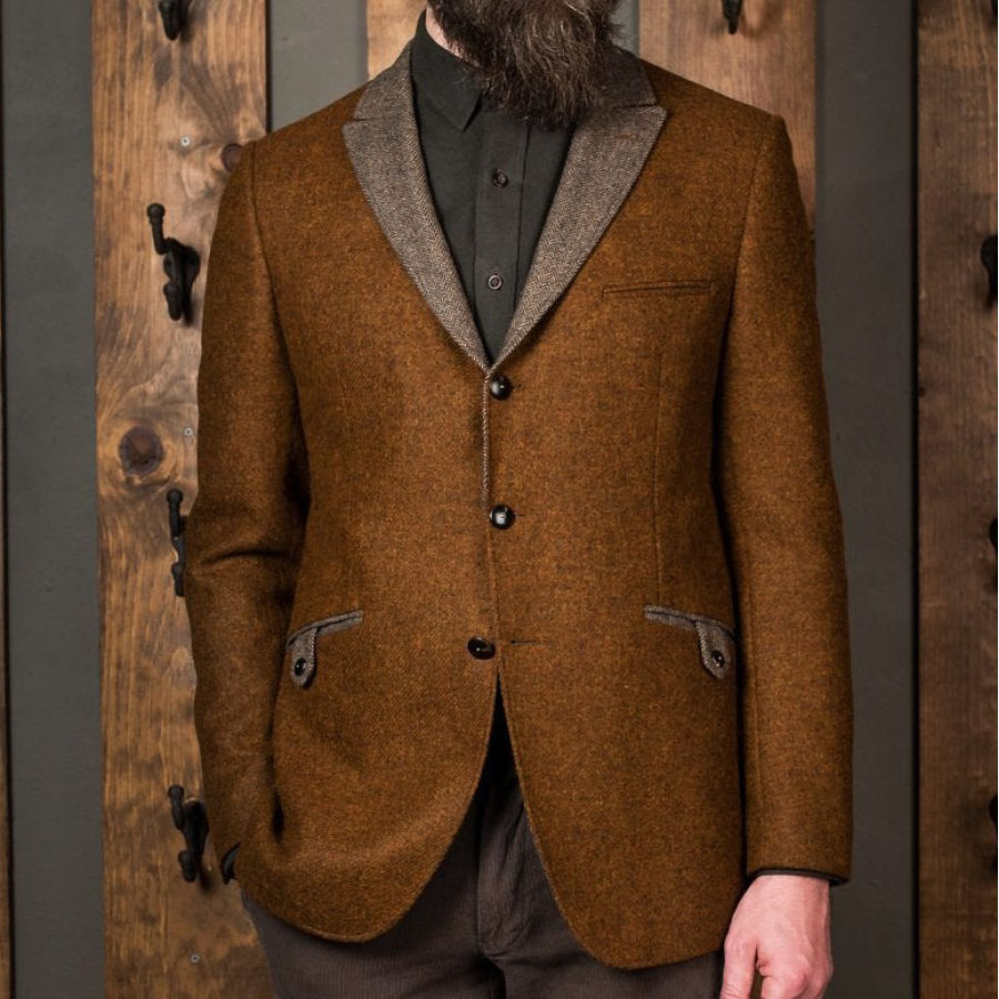

Blazer Para Hombre De Los Años 20 Chaqueta Diaria De Manga Larga Con Contraste Vintage