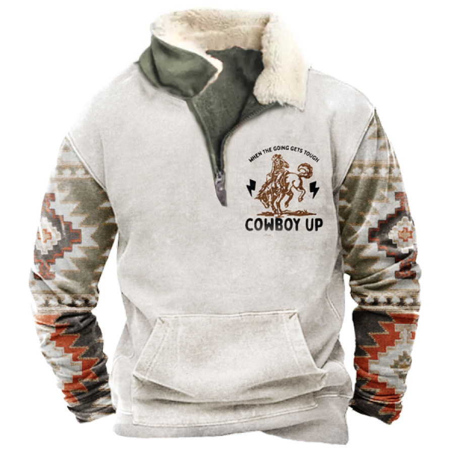 

Sudadera Con Cuello Levantado Y Forro Polar Con Media Cremallera Y Estilo Vaquero étnico Para Hombre