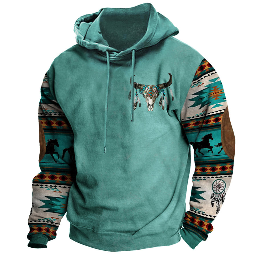 

Sudadera Con Capucha Y Estampado Color Block West Cowboy Para Hombre