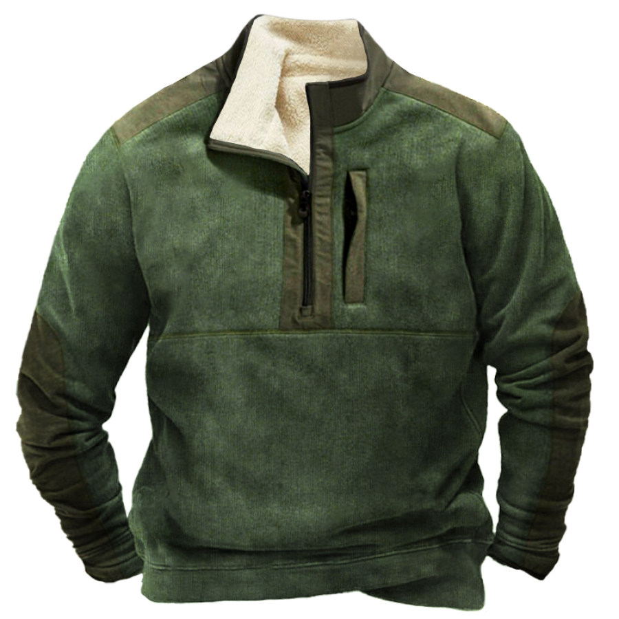 

Lässiges Farbblock-Sweatshirt Mit Reverskragen Und Reißverschluss Für Herren