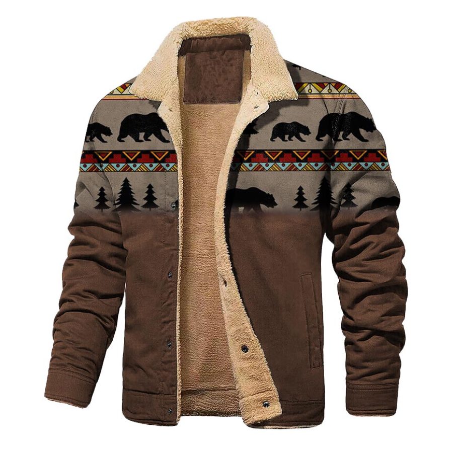 

Giacca Da Uomo Più Capispalla Spessa Calda E Spessa In Pile Vintage Etnico Azteco