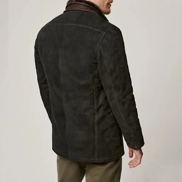 Men Vintage Carlsbad Calfskin Leather Blazer With Merino Shearling ...