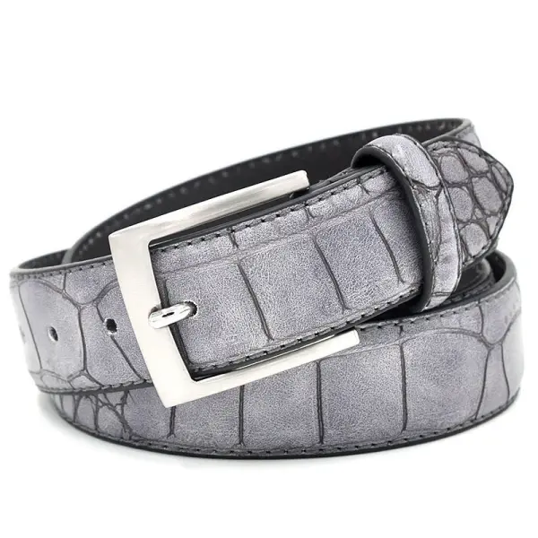 Men's Belt Pu Leather Casual Belt Crocodile Pattern Belt - Kalesafe.com 