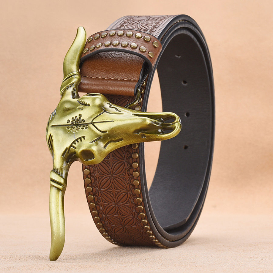 

Ceinture Pour Hommes Western Cowboy En Relief Ceinture à Rivets Personnalisée