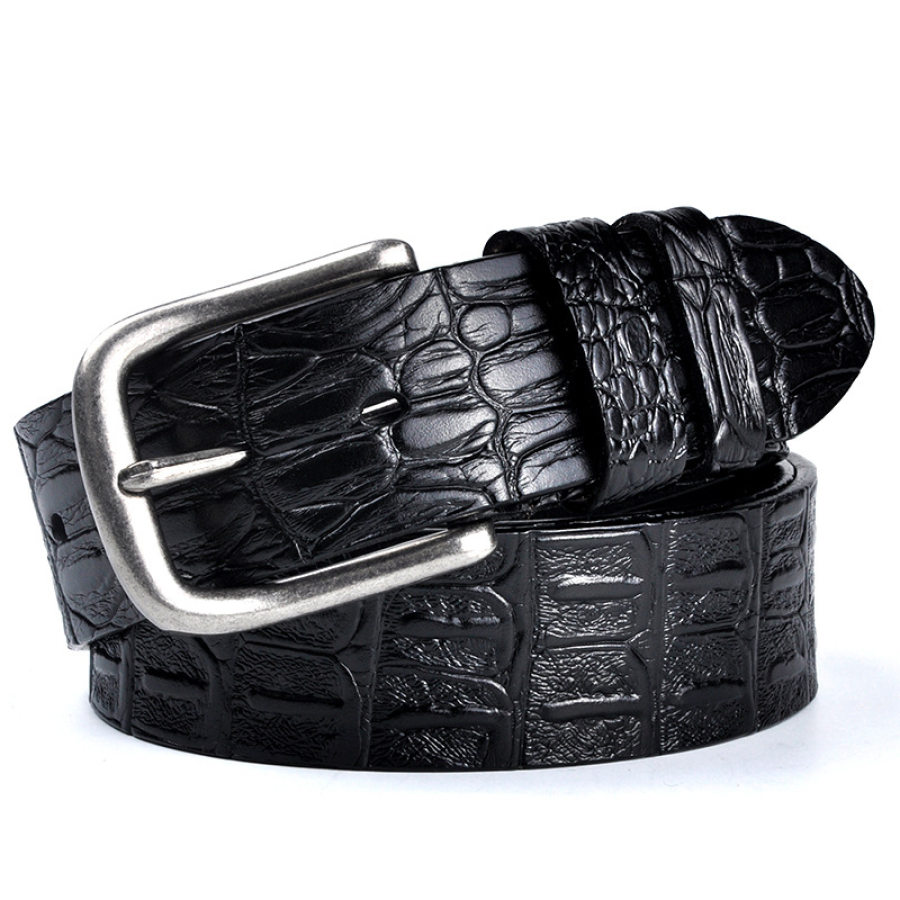 

Men's Belt Genuine Cowhide Vintage Crocodile Pattern Belt